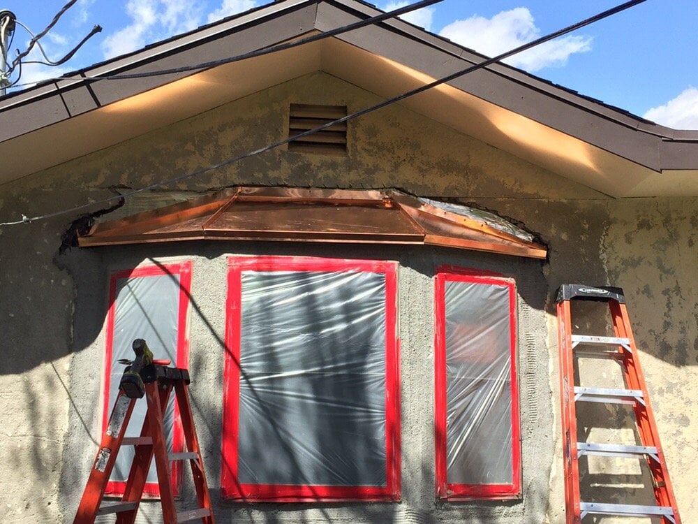 Copper bay window roof installation