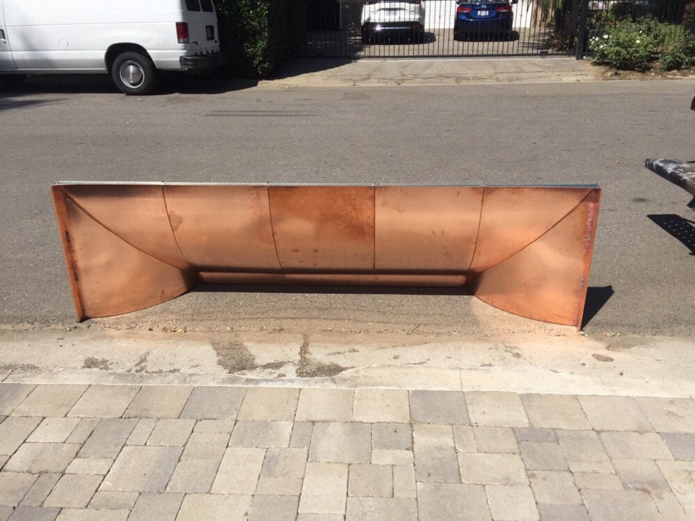 Custom copper portico cover prior to installation
